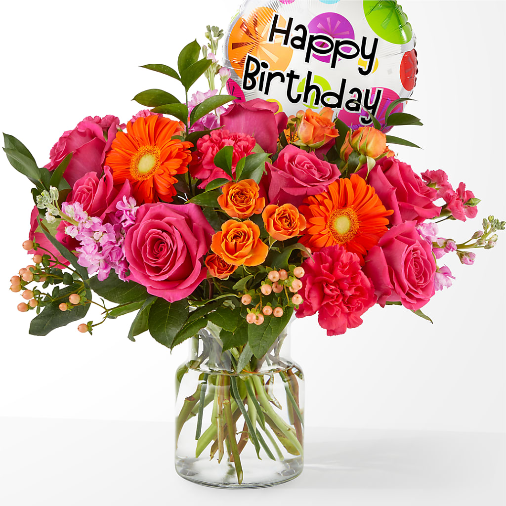 Fiesta Bouquet with Birthday Balloon – Bouquet.com, Tontitown AR