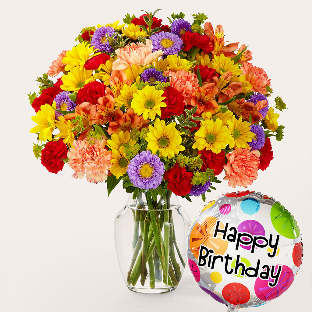 Kaleidoscope Bouquet with Birthday Balloon – Bouquet.com, Tontitown AR