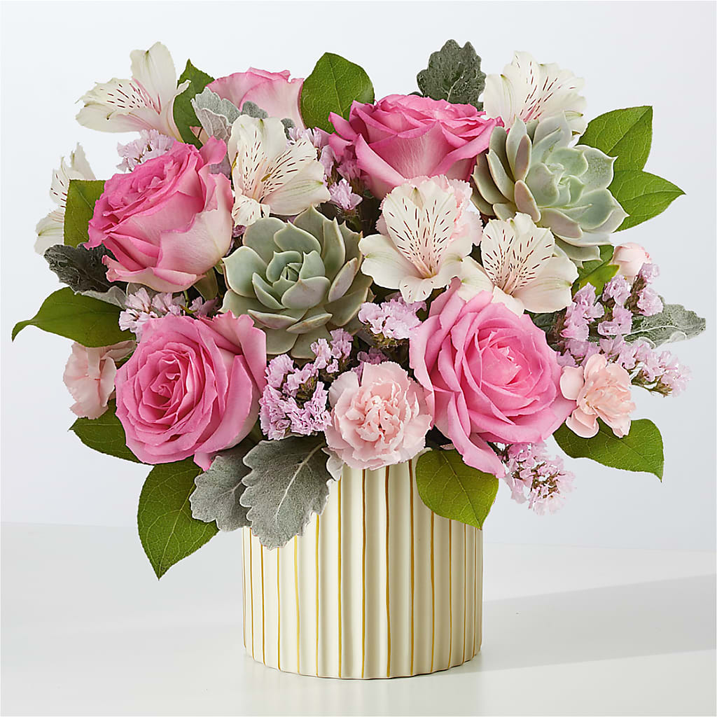 Dusty Rose Bouquet with Ivory Vase – Bouquet.com, Tontitown AR