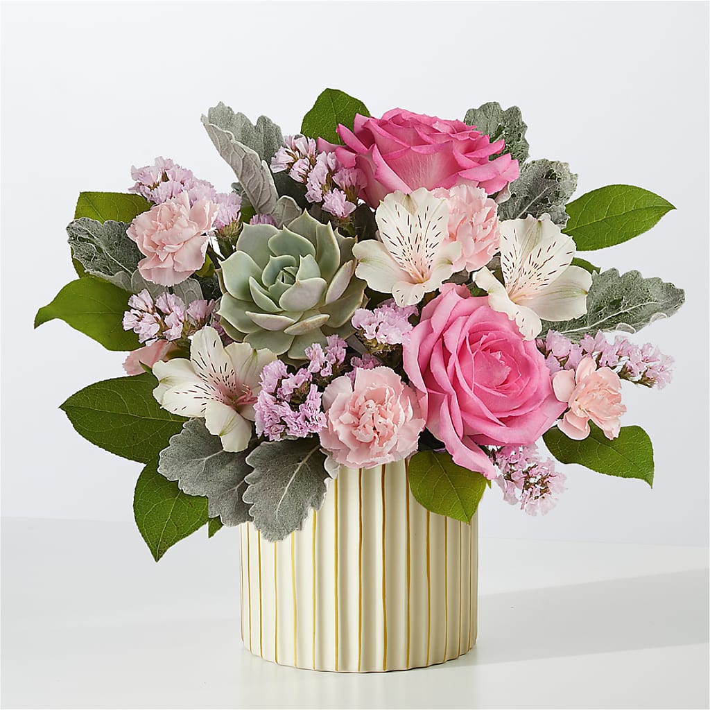 Dusty Rose Bouquet with Ivory Vase – Bouquet.com, Tontitown AR