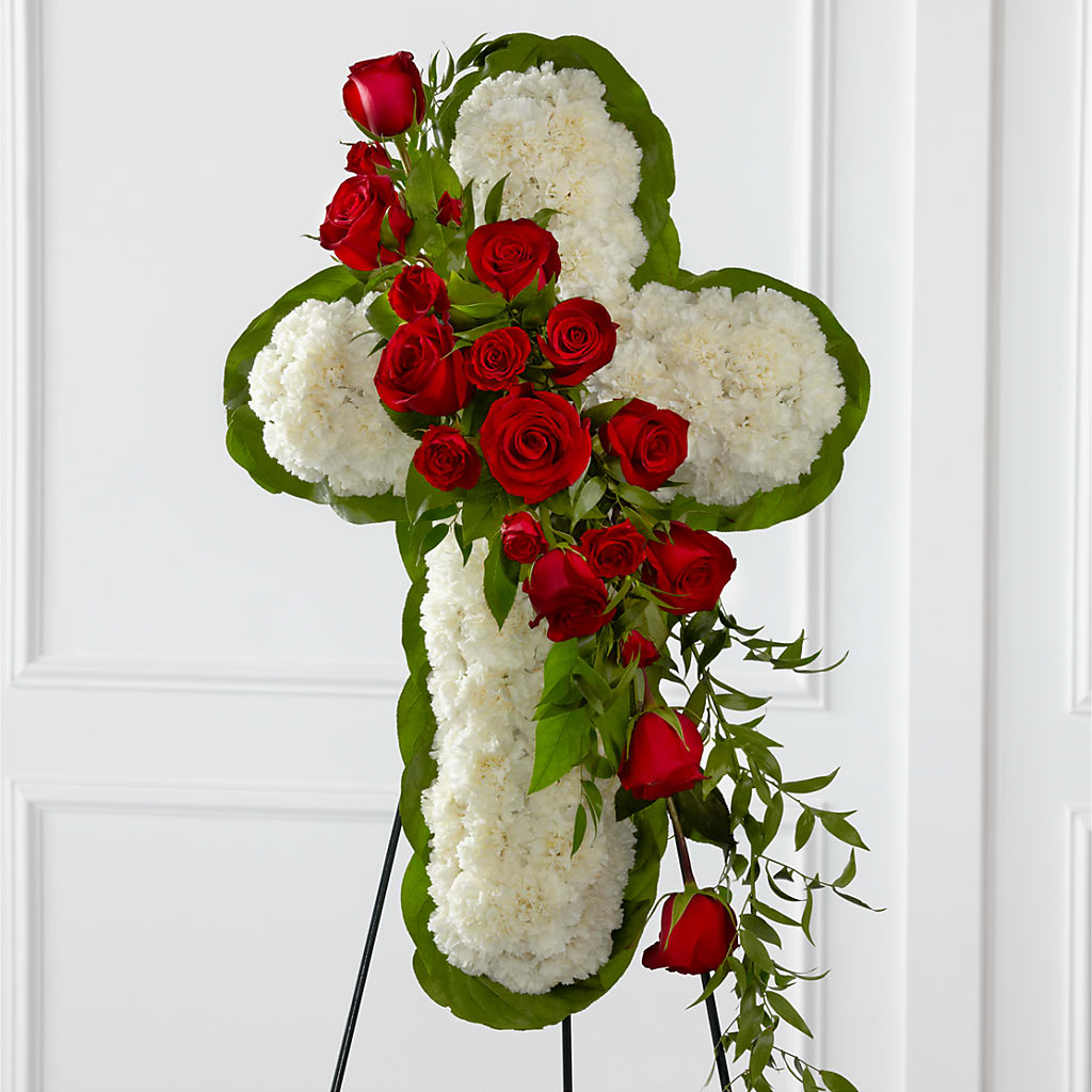Floral Cross Easel – Bouquet.com, Tontitown AR