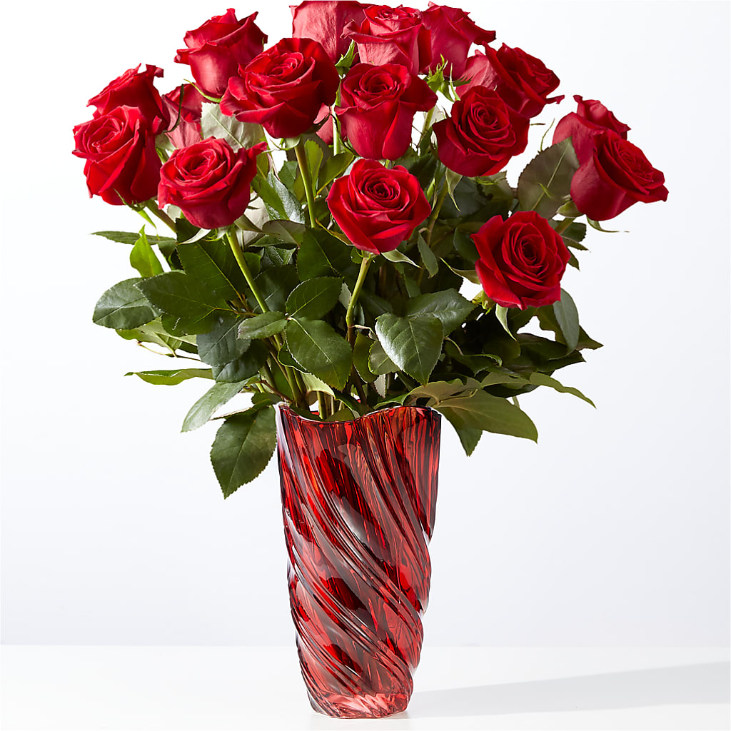 Classic Love Red Rose Bouquet with Luxe Swirl Vase – Bouquet.com, Tontitown AR