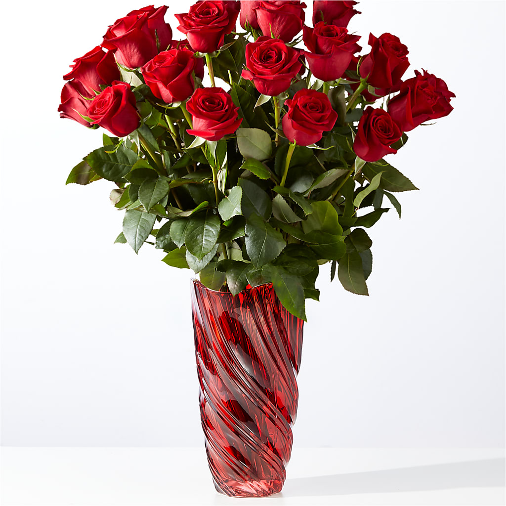 Classic Love Red Rose Bouquet with Luxe Swirl Vase – Bouquet.com, Tontitown AR